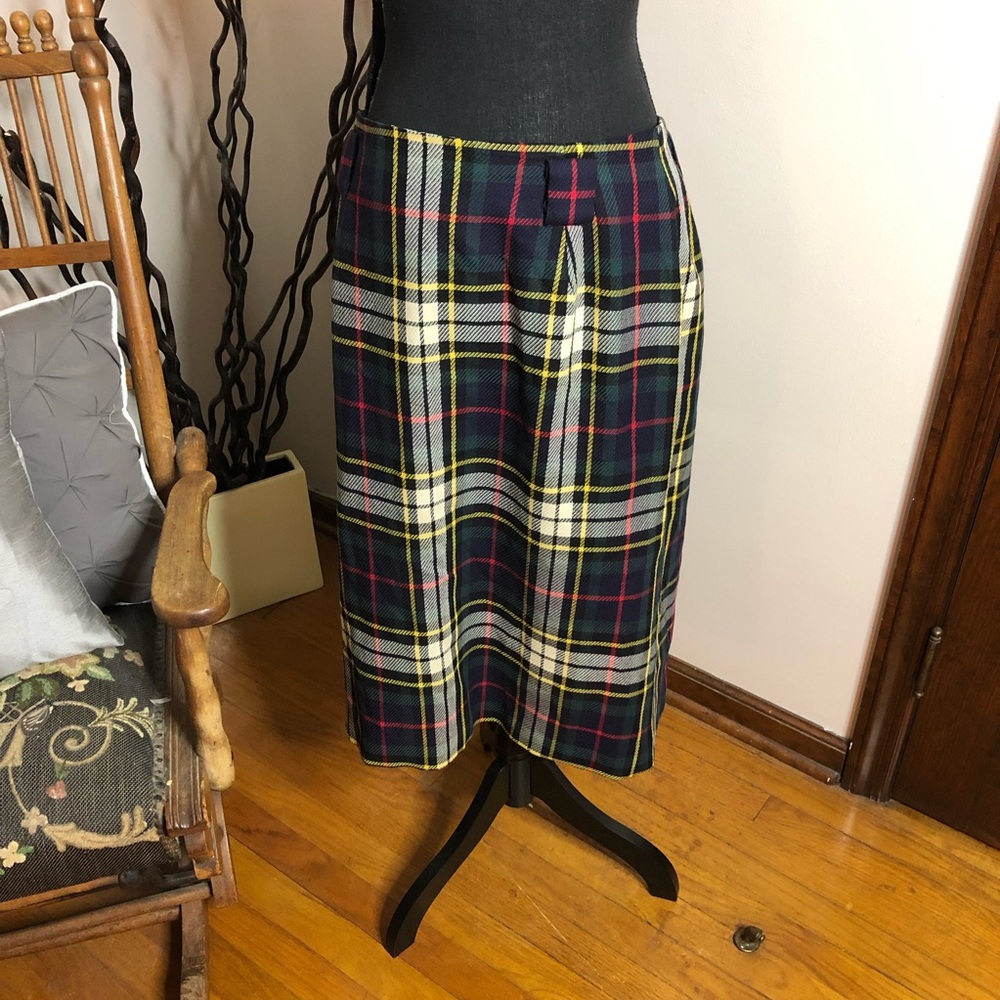 JH Collection 100% wool vintage skirt, plaid, M
